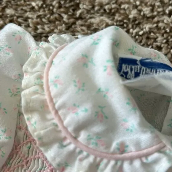 Vintage Polly Flinders Pink Green Formal Shortsleeve Floral Embroidered Dress - Picture 12 of 13